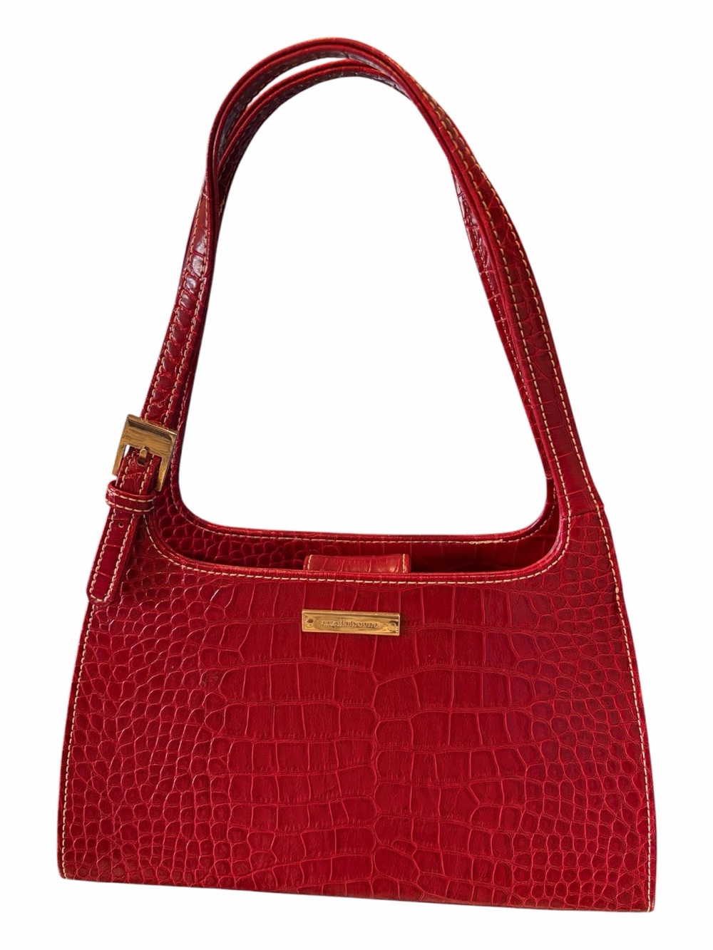 Vintage Liz Claiborne Red Croc-Embossed Leather Shoulder Bag Y2K
Buckle